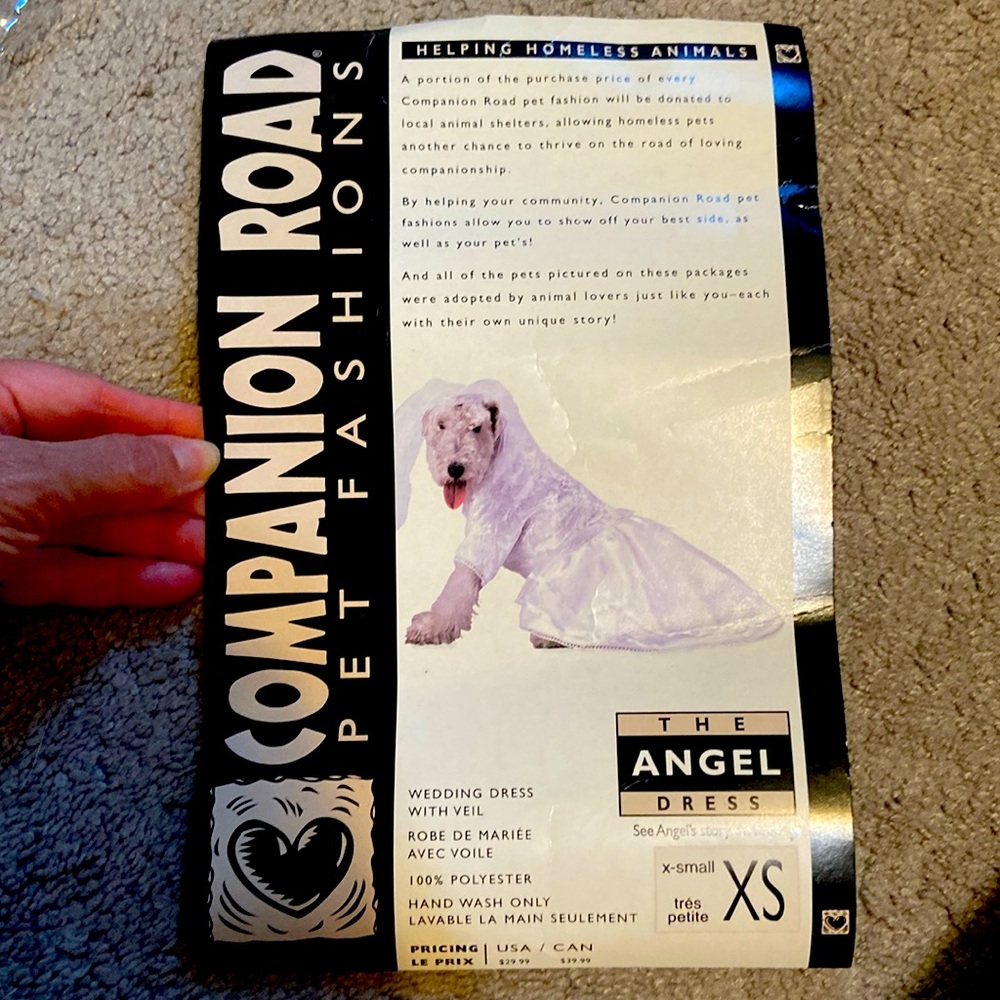 Companion Road The Angel Dress Dog Wedding Dress with Veil Size XS